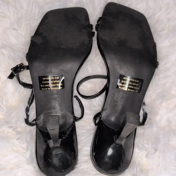 Steve Madden Black Patent Adjustable Strappy 3" Heels Size 8.5 - Picture 5 of 7